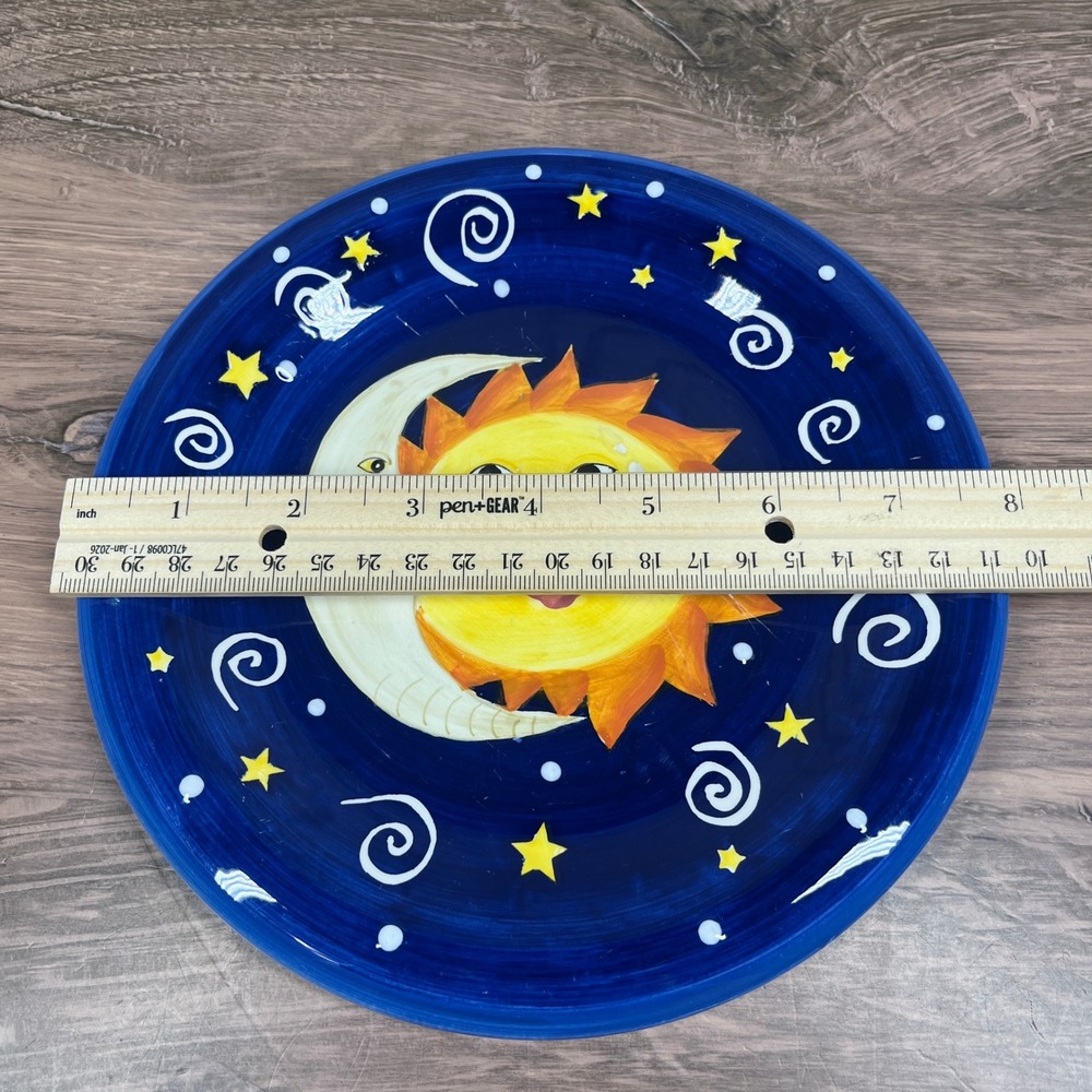 Vintage Y2K 2001 Hausenware Celestial Plate 8in Blue Sun Moon Stars Ceramic READ - Picture 5 of 5